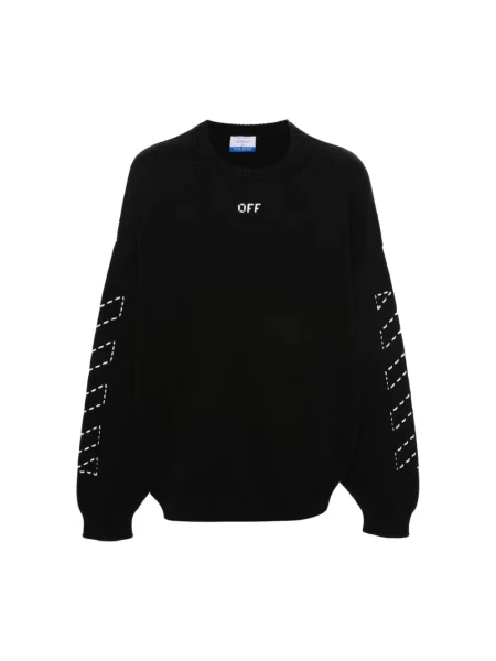 Dzianinowy sweter Off-white z logo biały