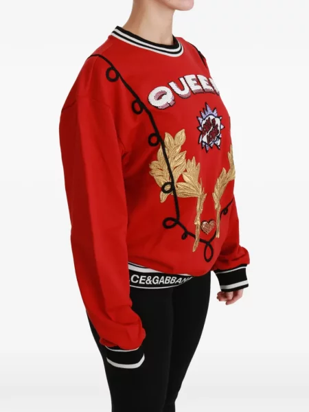 Pulover Dolce & Gabbana cu broderie roșu