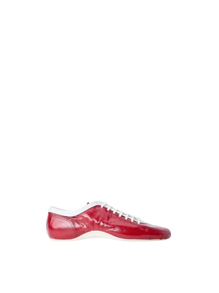 Sneakersy Dries Van Noten sznurowane skórzane czerwone