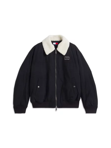 Tommy Jeans Geacă de primăvară-toamnă negru alb