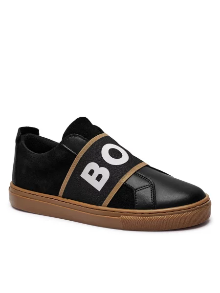BOSS Kidswear Bőr sneakers tornacipő