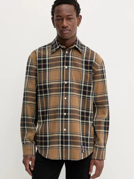 Košile MSGM regular s klasickým límcem hnědá