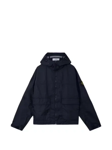 Geacă Stone Island cu glugă cu strasuri albastru