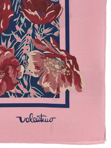 Μεταξωτός κασκόλ Valentino Garavani με σχέδιο μπλε