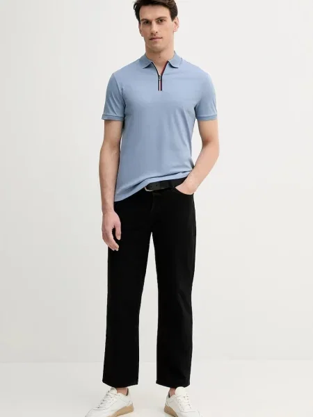 Bombažen polo Tommy Hilfiger modra