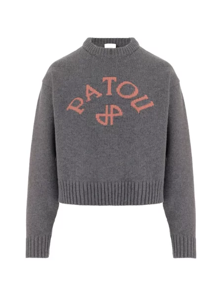 Pulover Patou cu broderie de lână gri