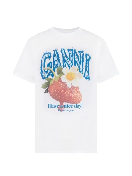 Tricou Ganni cu imagine alb