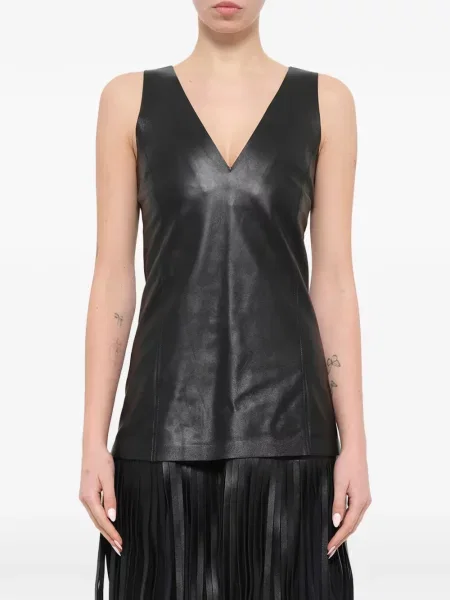 Rochie mini Neil Barrett cu franjuri din piele negru