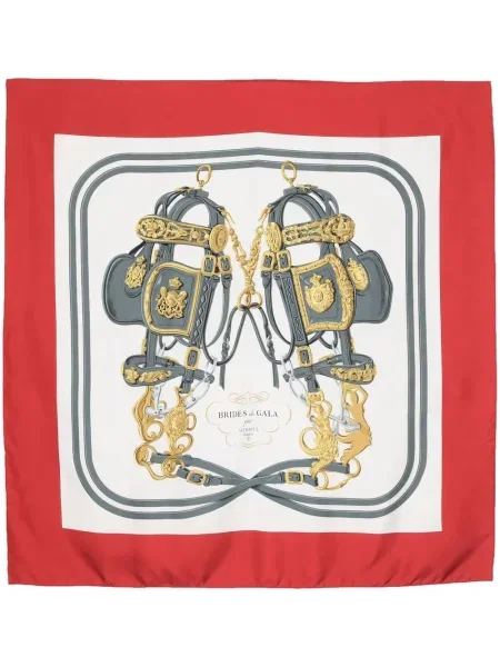 Hedvábný šál Hermès Pre-owned červený