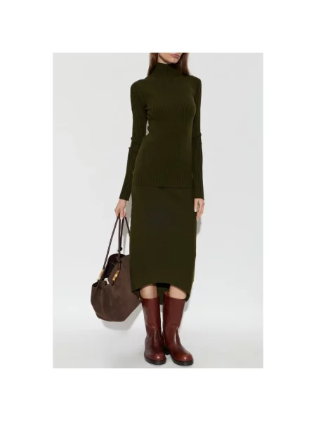 Spódnica midi Victoria Beckham wełniana zielona