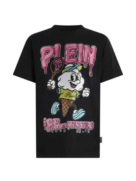 Tricou Philipp Plein cu decolteu rotund tenis negru
