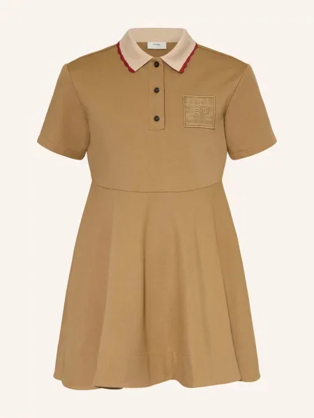 Fendi Jerseyové Šaty S Košilovým Střihem velbloudí tmavě červená béžová