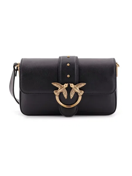 Torebka crossbody Pinko skórzana pikowana czarna