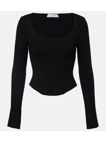 Top Alaïa de lână negru