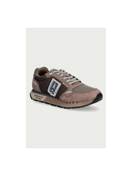 Sneakersy Aeronautica Militare brązowe