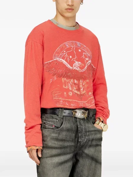 Lung tricou Diesel roșu