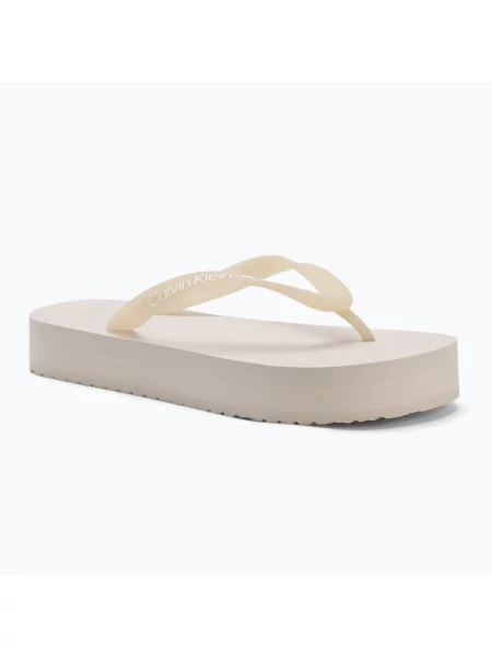 Japonki Calvin Klein Beach Sandal Flatform Tpu eggshell/bright white białe