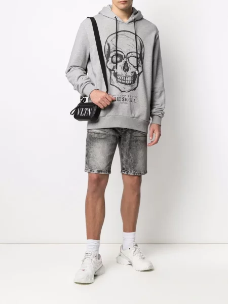 Hanorac cu glugă Philipp Plein cu imagine gri