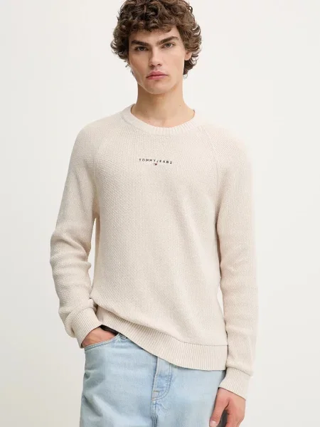 Пуловер Tommy Jeans мъжки бежово