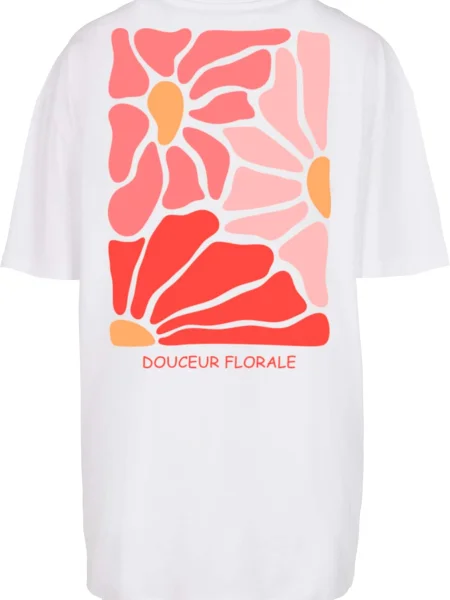 Merchcode Póló Douceur Florale világos narancs / rózsaszín / piros fehér