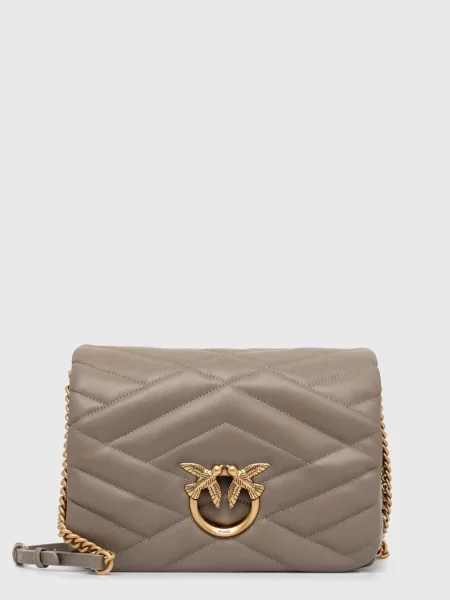 Pinko torebka skórzana szary beżowa