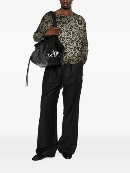 Pulover Avant Toi cu imagine cu model leopard verde