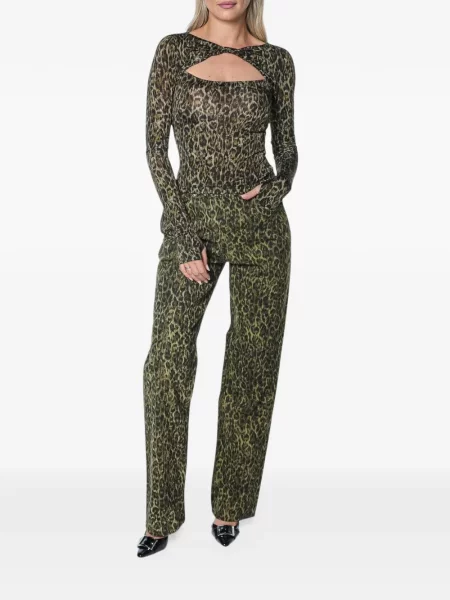 Pantaloni Just Cavalli cu imagine cu model leopard verde