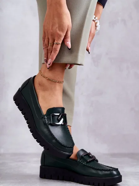 Pantofi loafer Kesi cu platformă de lac negru