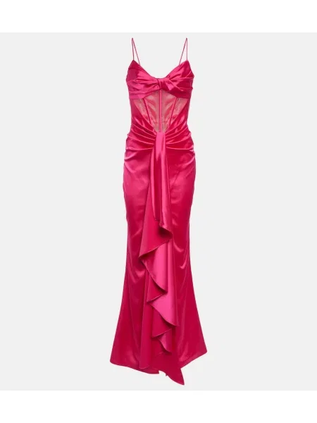 Satynowa sukienka Rasario drapowana różowa