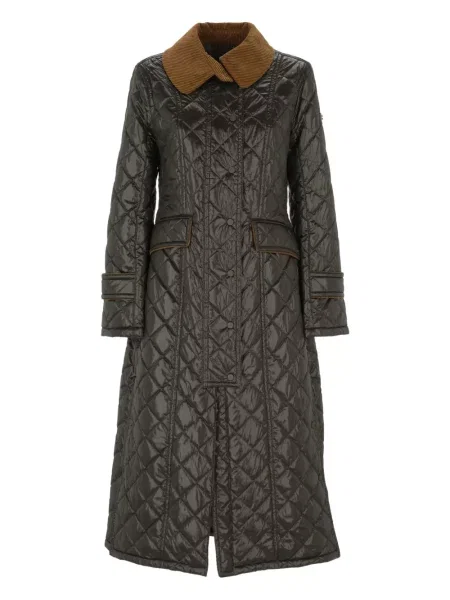 Pikowany kołnierzykowy płaszcz Peuterey sztruksowy zielony