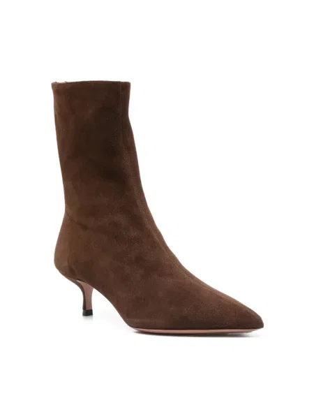 Buty do kostki Aquazzura zamszowe o krotszym kroju eleganckie brązowe