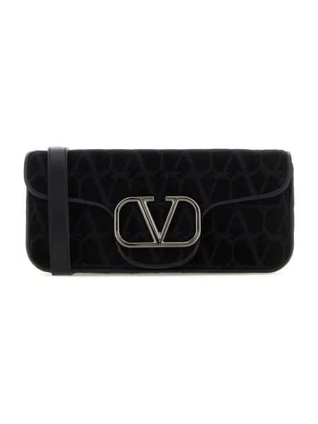 Lniana torba Valentino Garavani czarna