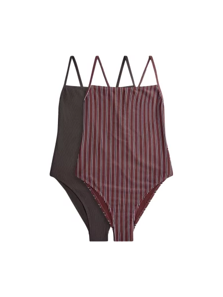 The Set Costum de baie întreg maro / roșu vin / negru alb