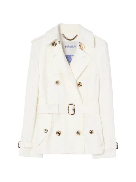Krajkový krátký trenčkot Burberry s paisley potiskem bílý