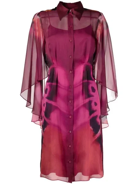 Rochie tip cămașă Alberta Ferretti cu imagine violet