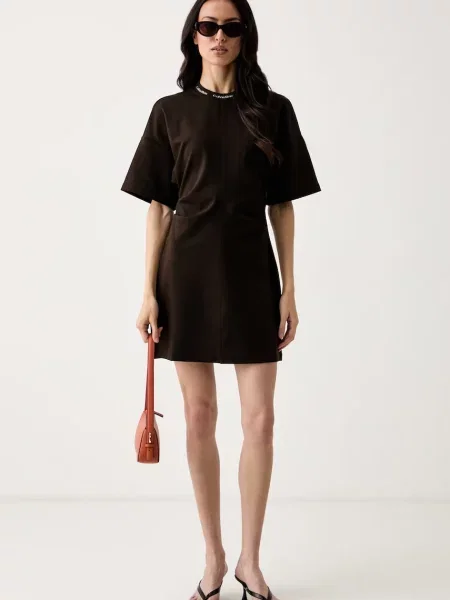 Calvin Klein Jeans rochie cu vâscoză maro