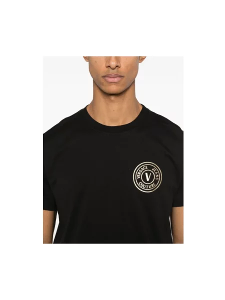 Koszulka Versace Jeans Couture z krótkim rękawem z okrągłym dekoltem czarna