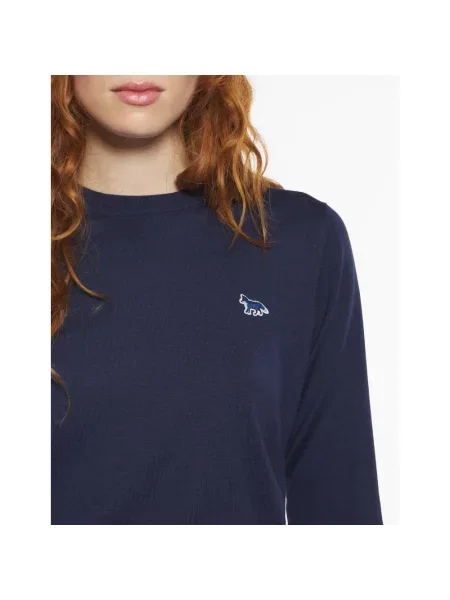 Sweter Maison Kitsune wełniany niebieski