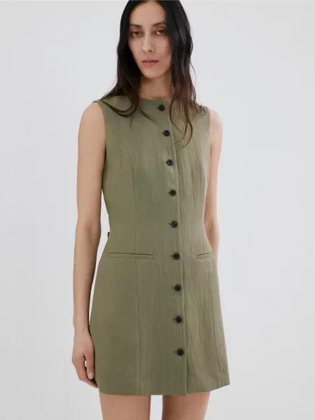 Сукня міні MANGO поліестер/віскоза зелений