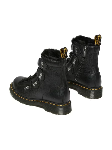 Кожаные утепленные ботинки Dr. Martens на платформе черные