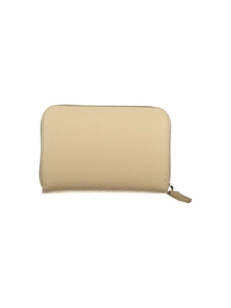 Lniany portfel Valentino Bags beżowy