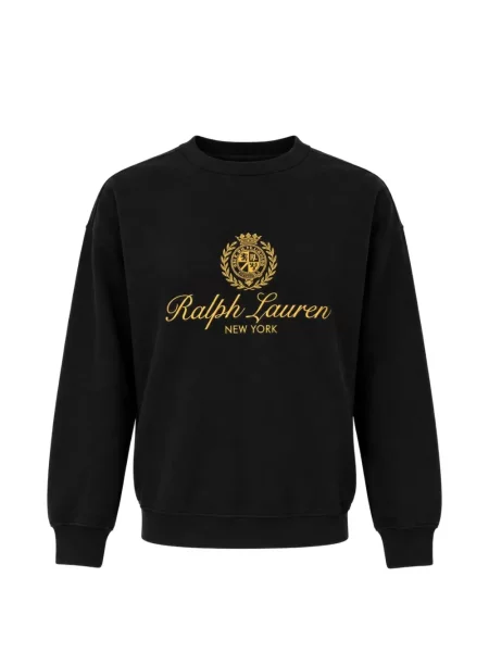 Apykaklė džemperis Polo Ralph Lauren su autografu apvaliu kaklu juoda