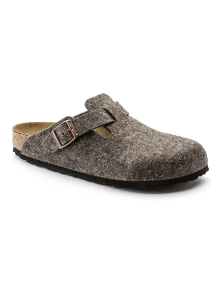 Birkenstock Boston Wool Felt Narrow Fit Kobiety Sandały Birkenstock Brązowy Size: czarne