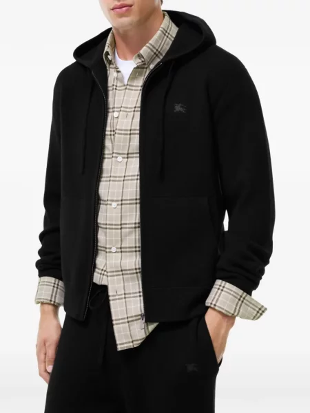Hanorac cu glugă Burberry din cașmir negru