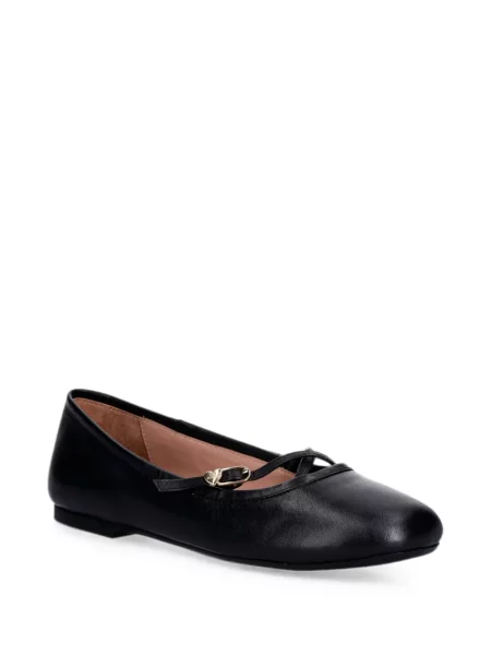Balerini Love Moschino cu motiv cu inimi cu bretele negru