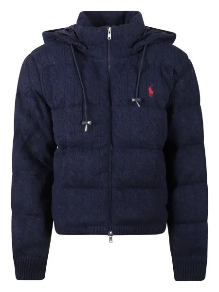 Pletená kostkovaná košile Polo Ralph Lauren s kapucí hnědá