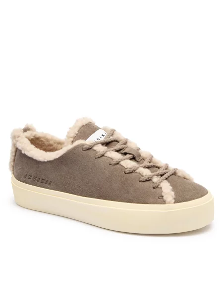 INUIKII Sneakers | shearling | piele întoarsă gri