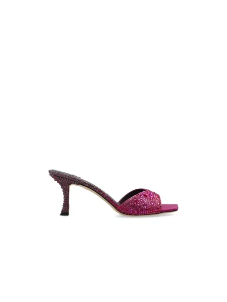 Klapki mules Jimmy Choo skórzane fioletowe