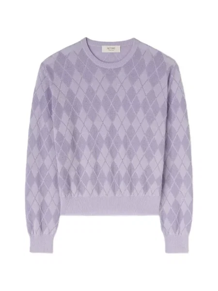 Pulover Retori cu model argyle din jacard violet