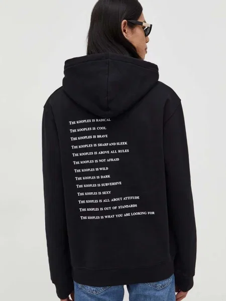 Mikina The Kooples s kapucí potiskem černá